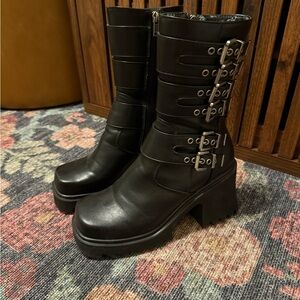 Sleek Black Women's Combat Boots